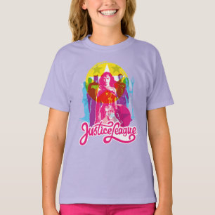 Camiseta Liga da Justiça  Pop Art. de grupos e logotipos