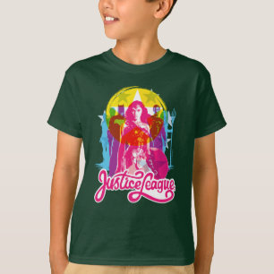 Camiseta Liga da Justiça  Pop Art. de grupos e logotipos