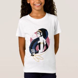 Camiseta Liga da Justiça  Pop de Arte para Perfil de Mulhe