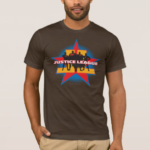 Camiseta Liga da Justiça Silhouettes e Fundo das Estrelas