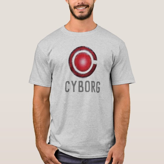 Camiseta Liga da Justiça | Símbolo Cyborg brilhante (Frente)