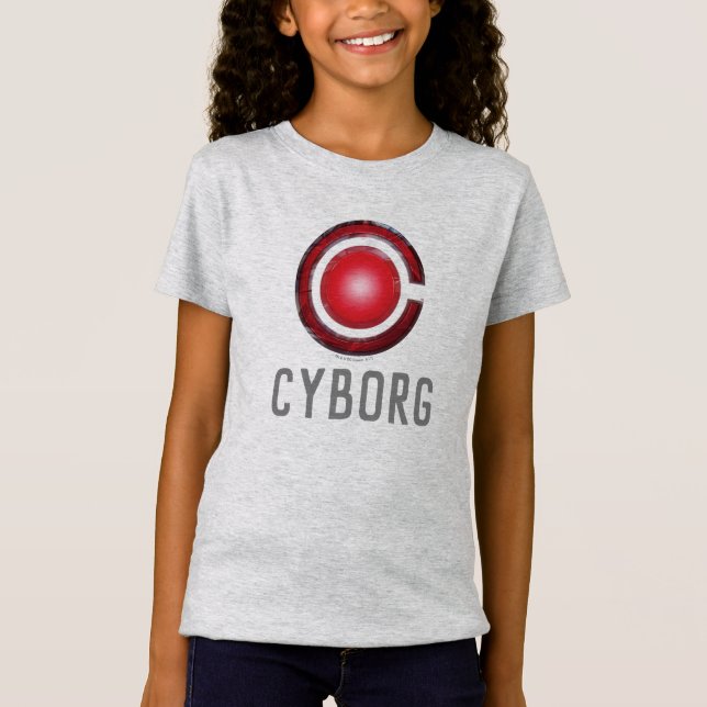 Camiseta Liga da Justiça | Símbolo Cyborg brilhante (Frente)