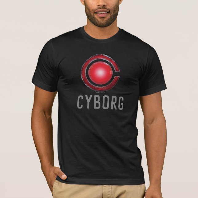 Camiseta Liga da Justiça | Símbolo Cyborg brilhante (Frente)