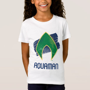Camiseta Liga da Justiça Símbolo de Aquaman Pincel e Mei