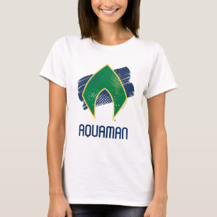 Camiseta Liga da Justiça   Símbolo de Aquaman Pincel e Meio