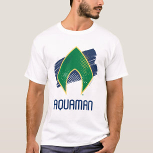 Camiseta Liga da Justiça   Símbolo de Aquaman Pincel e Meio