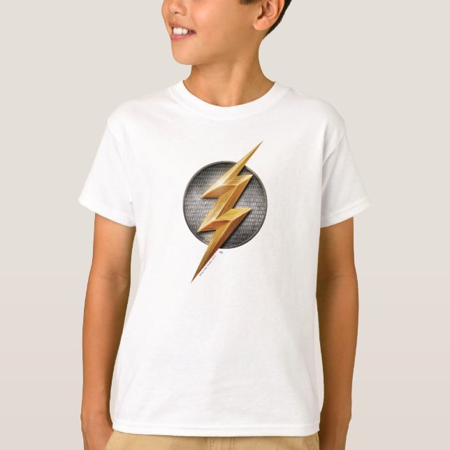 Camiseta Liga da Justiça | Símbolo de Bolt Metálico Flash (Frente)