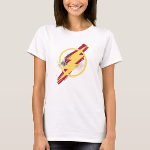 Camiseta Liga da Justiça  Símbolo Flash Pincel e Meio-Ton