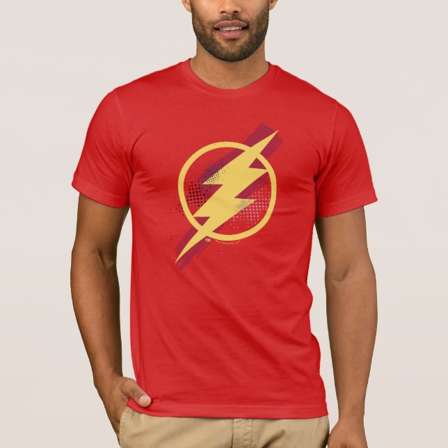 Camiseta Liga da Justiça | Símbolo Flash Pincel e Meio-Tons (Frente)