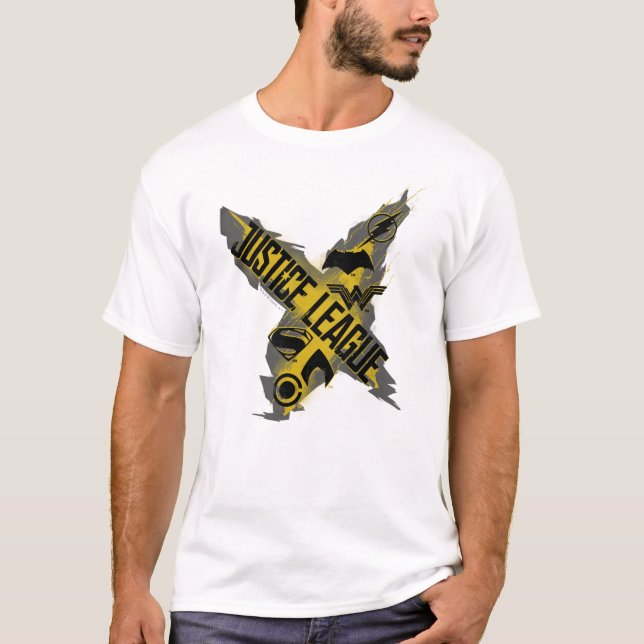 Camiseta Liga da Justiça | Símbolos da Liga da Justiça e da (Frente)