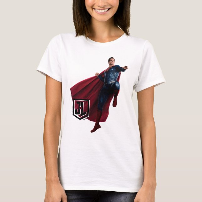 Camiseta Liga da Justiça | Super-Homem No Campo De Batalha (Frente)