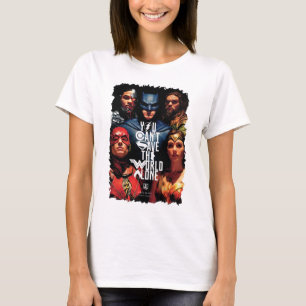Camiseta Liga da Justiça Você não pode salvar o mundo s