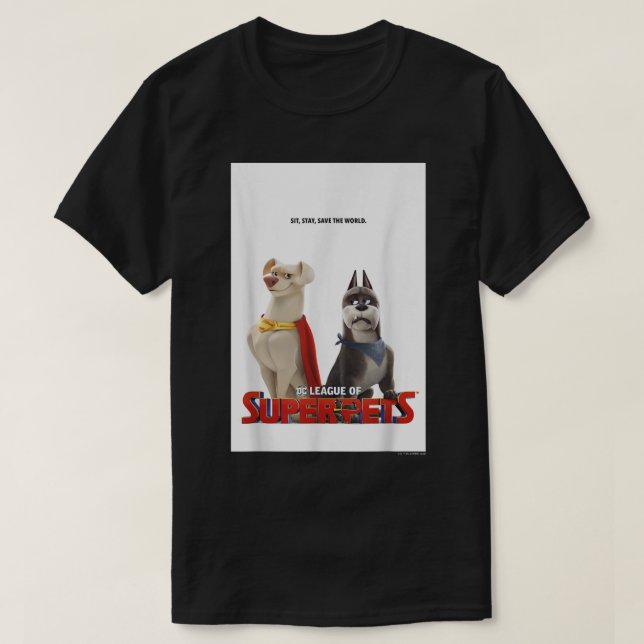 Camiseta Liga DC De SuperPets Krypto E Poster Ace (Frente do Design)