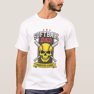 Camiseta Liga de Softbol Pai e Filha Design Vetorial Vintag