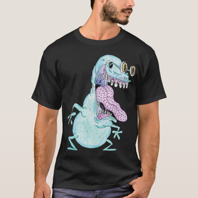 Camiseta light blue monster alien cartoon (Frente)