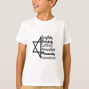 Camiseta Light Dreidel Latke Kanish Menorah Hanukkah