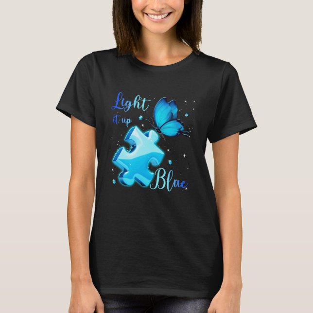 Camiseta Light It Up Blue Autism Awareness Month Puzzle But (Frente)