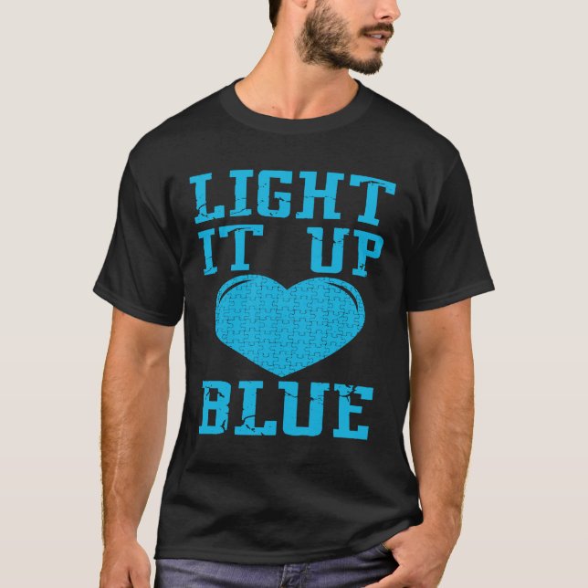 Camiseta Light It Up Blue  Puzzle Piece Autism Awareness (Frente)