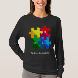 Camiseta Light It Up Blue Puzzle Pieces For Autism Awarenes