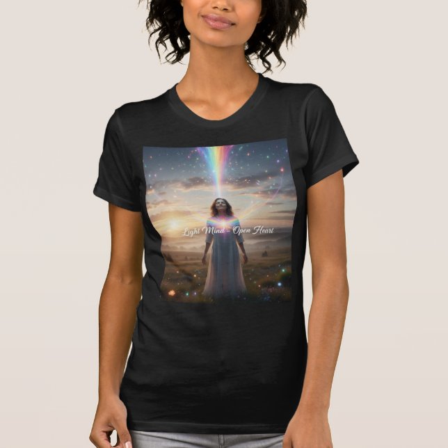 Camiseta Light Mind Open Heart — Divine Feminine Awakening  (Frente)