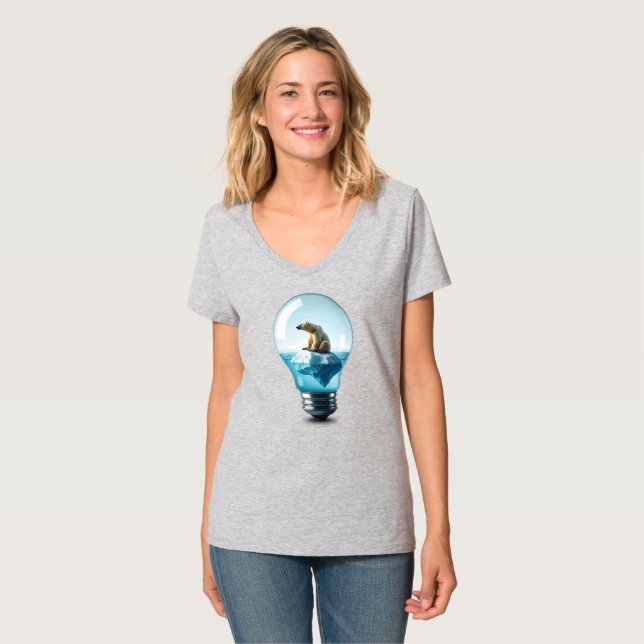 Camiseta Lightbulb Iceberg - Polar Bear in a Lightbulb (Frente Completa)