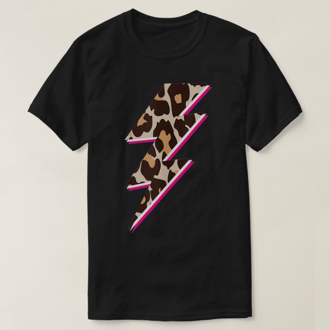 Camiseta Lightening Bolt Cheetah Print, Leopard Print Light (Frente do Design)