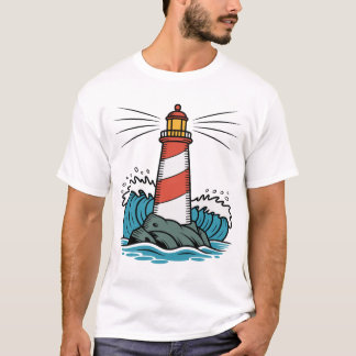 Camiseta Lighthouse Ocean Waves Design – Nautical Coastal