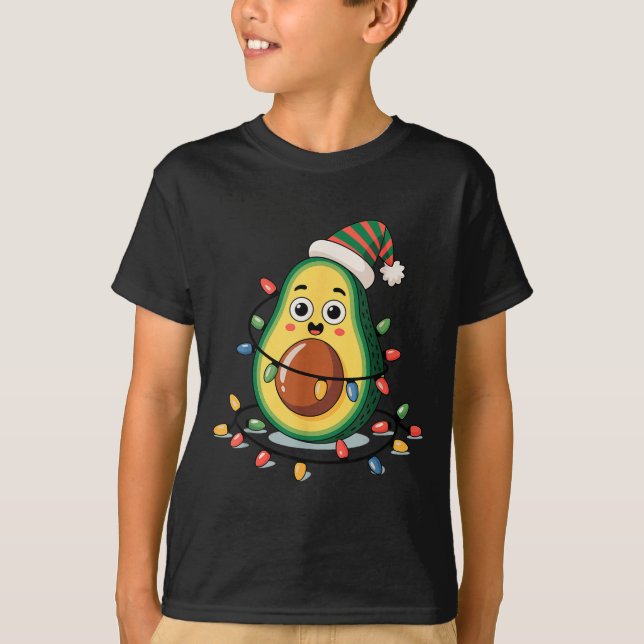 Camiseta Lighting Avocado Ugly Christmas Sweater Guacamole  (Frente)