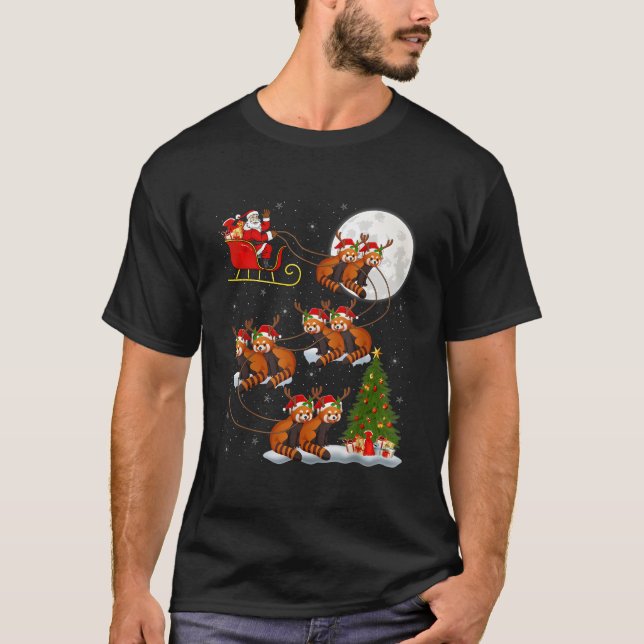 Camiseta Lighting Tree Santa Riding Red Panda (Frente)