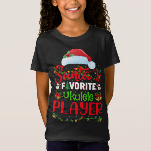 Camiseta Lighting Xmas Papais noeis Favoritos Do Ukulele Pl