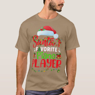 Camiseta Lighting Xmas Santas Favorito Jogador de Piano