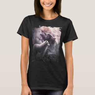 Camiseta Lightning Wolf Howling Na Lua