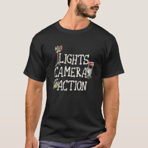 Camiseta Lights Camera Action - realizador de filmes T Shir