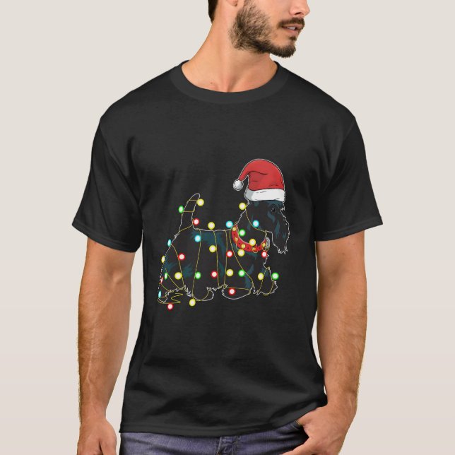 Camiseta Lights Scottie Dog Lover Engraçado Xmas Gift Para  (Frente)