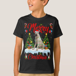 Camiseta Lights Xmas Tree Papais noeis Irish Wolfhound Dog