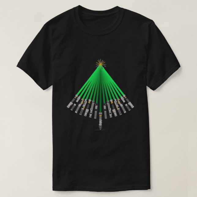 Camiseta LightSaber Christmas Tree Sticker (Frente do Design)