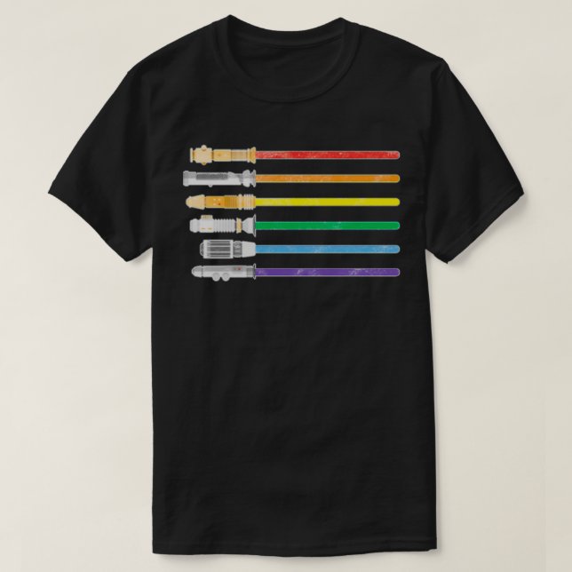 Camiseta Lightsaber Rainbow Gay Pride Lesbian Lgbt (Frente do Design)