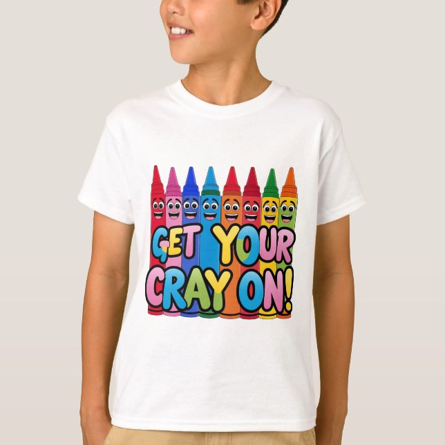 Camiseta Ligue Seu Crayon! Arte sobre Cartoons Felizes (Frente)