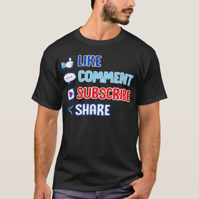 Camiseta Like Comment Subscribe Cute Vlogger Streamer Gift  (Frente)