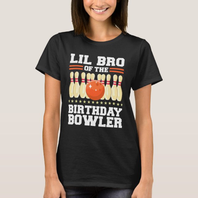 Camiseta Lil Bro Da Festa De Boliche De Aniversário Do Bowl (Frente)