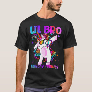 Camiseta Lil Bro Da Princesa Aniversário Dabbing Unicorn L