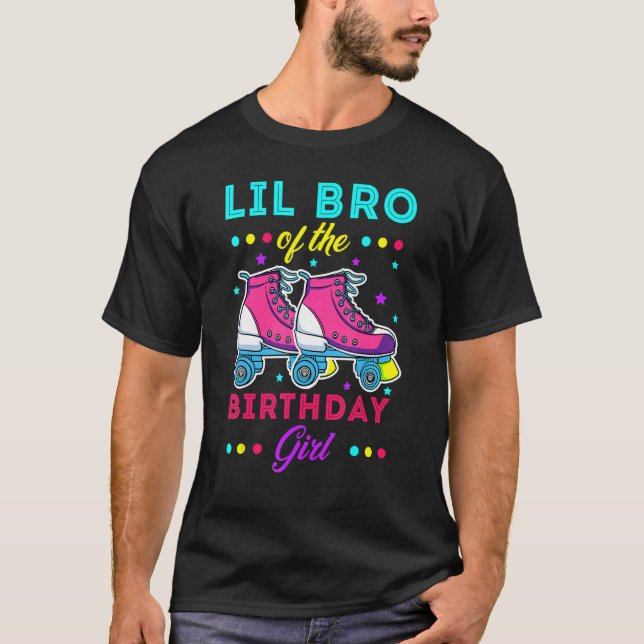 Camiseta Lil Bro Da Rapariga De Aniversário Skates Do Bday  (Frente)