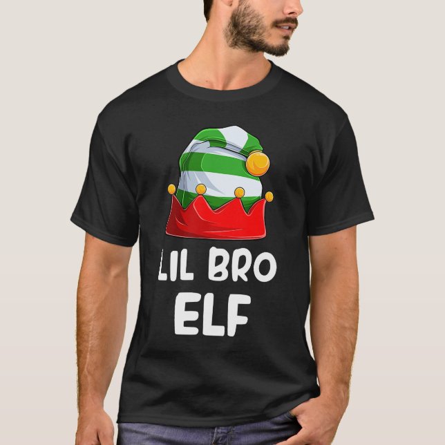 Camiseta Lil Bro Elf Natal Irmão Xmas Elf Costume Fa (Frente)