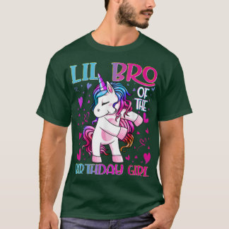 Camiseta Lil Bro of the Birthday Girl Flossing Unicorn Litt