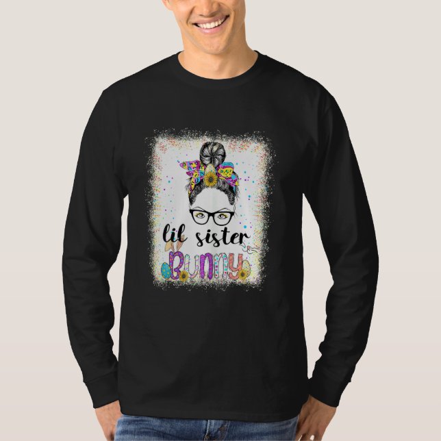 Camiseta Lil Irmã Bunny Messny Páscoa Day Family Appar (Frente)