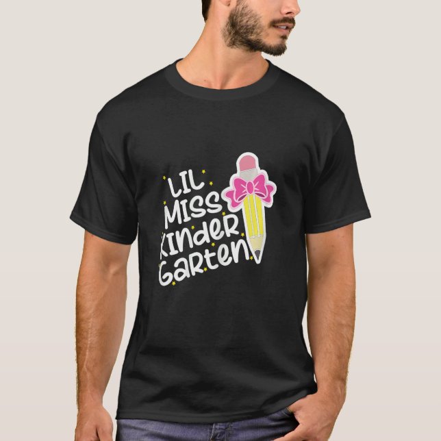 Camiseta Lil Miss Kindergarten 1rua Dia da Escola Meninas K (Frente)