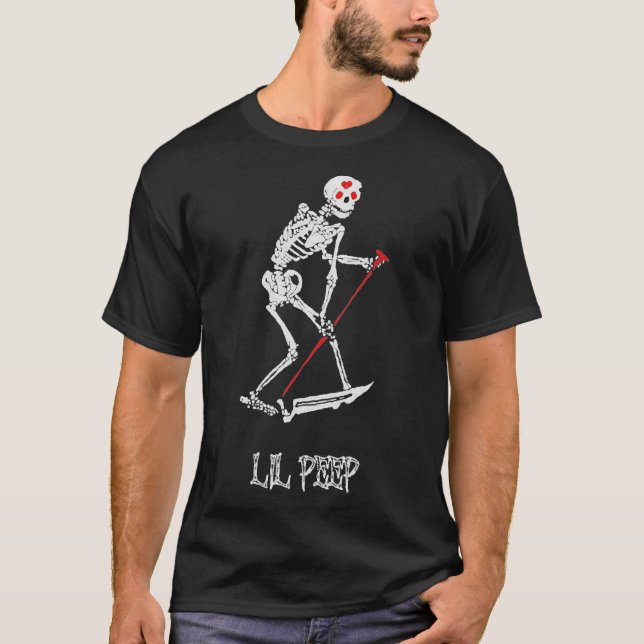 Camiseta Lil peep Skeleton Grim reappelente tatuagem e ofic (Frente)