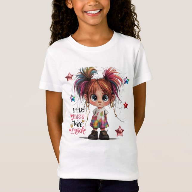 Camiseta Lil Quirky Girl Duas Crianças Muitíssimas T-Shirt (Frente)