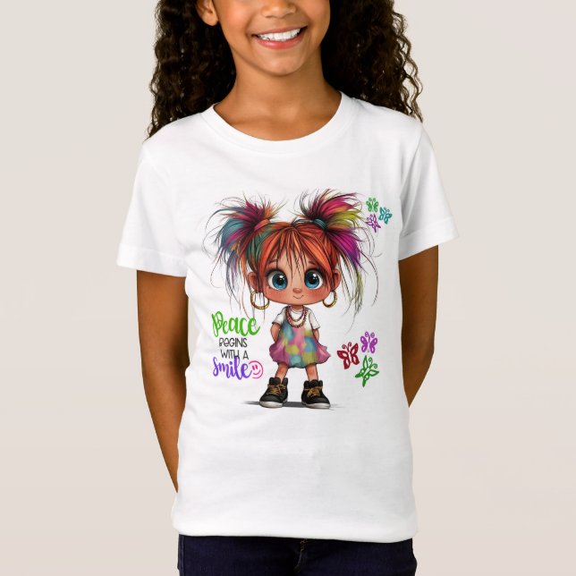 Camiseta Lil Quirky Girl Smile Kids T Shirt (Frente)