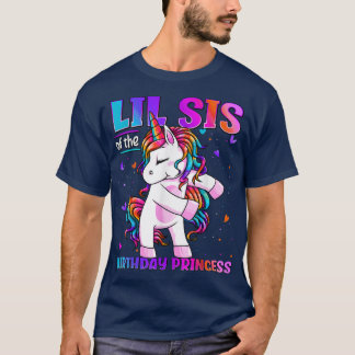 Camiseta Lil Sis da Princesa de Aniversário Flossing Unicór